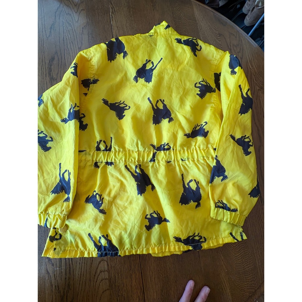 Outback Trading Co Kids Packable Jacket Yellow Bronco Horse Print Windbreaker MD
